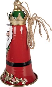 Kúzelný červený kovový vianočný zvonček Santa v podobe kráľa - Ø 13*26 cm