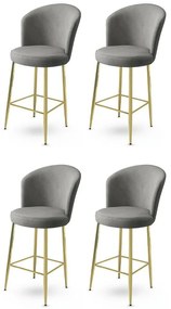 Sada barových stoličiek Alte Grey and Gold, 4 ks, 4 ks