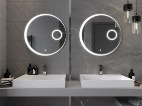Mexen Ella, LED kúpeľňové zrkadlo s podsvietením a kozmetickým zrkadielkom 70x70 cm, 6000K, ochrana proti zahmlievaniu, 9811-070-070-611-00