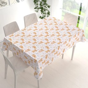 Biante Detský bavlnený obdĺžnikový obrus Sandra SA-524 Roztomilé medvedíky na bielom 120x180 cm