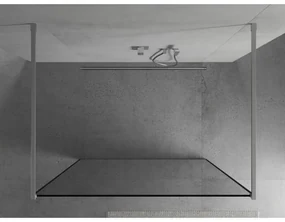 Mexen Kioto, priechodná sprchová zástena 110 x 200 cm, 8mm sklo číre/čierny vzor, 2x chrómová stabilizačná rozpera, 800-110-002-01-70