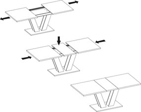 Rozkladací jedálenský stôl Moteon 150x90 cm, sivý/sivý, podnož V