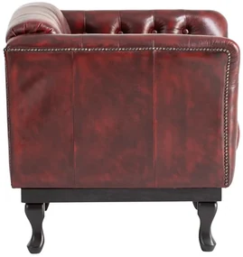 furniture-nabytek.cz - Masívne kreslo Chesterfield Dover z pravej kože, červené
