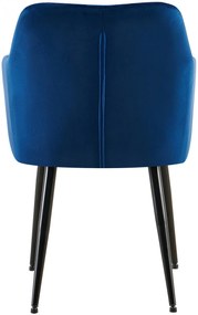 Jedálenská stolička Monett - zamat, B čierny rám - Tmavo modrá