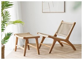 Kreslo s podnožkou s výpletom v prírodnej farbe Derby – House Nordic