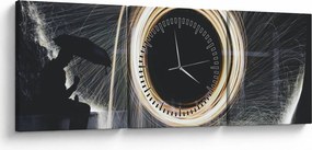 Obraz - Svetelná šou v daždi (s hodinami) (90x30 cm)