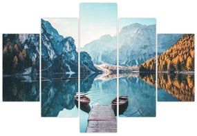Obraz - Lode na jazere Braies (150x105 cm)