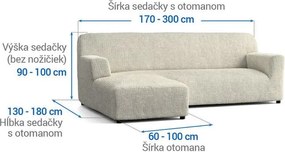 Bielastické poťahy COSTINA smotanová sedačka s otomanom vľavo (š. 170 - 300 cm)