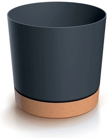 Kvetináč TUBOS PM s miskou antracitový/hnedý matný