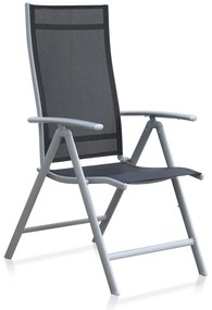 Záhradná zostava Alvero, obdĺžnik - 4 miesta, čierna / sivá