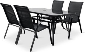 Noela Záhradný jedálenský set Klaudia čierny + 4x kovová stolička Ramada