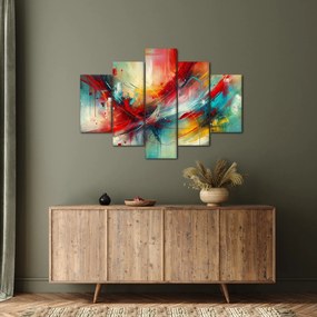 Obraz – Abstrakcia s červenou (150x105 cm)