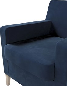 Poťah na kreslo Karlstad farba produktu tmavomodrá látka lesklá, zamatová