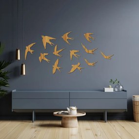 Dekorácia na stenu – lastovičky, drevené lietajúce vtáky, prírodou inšpirované umenie sada 12 ks | SENTOP HDF0542