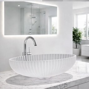 BPS-koupelny Sklenené umývadlo na dosku HYD-BRT3-WH-510 51x35 cm, mat