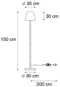 Inteligentná stojaca lampa čierna s bielym tienidlom 35 cm IP65 vrátane WiFi A60 - Virginia