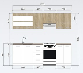 Nabytekmorava Moderná kuchynská linka Orinoko N001 pracovná doska: Valentino sivé ( F147), farba dvierok: Biela