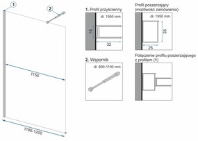 Rea Aero, sprchová zástena Walk-In 120 x 195 cm, 8mm číre sklo, lesklý chróm a polička, držiak na uteráky EVO, KPL-K7550