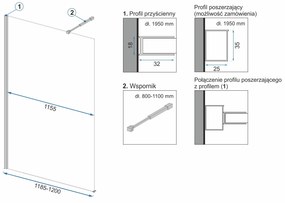 Rea Aero, sprchová zástena Walk-In 120 x 195 cm, 8mm číre sklo, lesklý chróm a polička, držiak na uteráky EVO, KPL-K7550