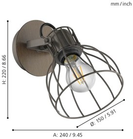 Eglo 98134 - Nástenné bodové svietidlo SAMBATELLO 1xE27/40W/230V