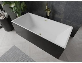 Mexen Nita, voľne stojaca vaňa 170 x 80 cm, biela-čierna, zlatý matný prepad, 52091708075-55