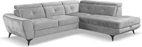 Rohová sedacia súprava Sergio, svetlo šedá látka, pravý roh