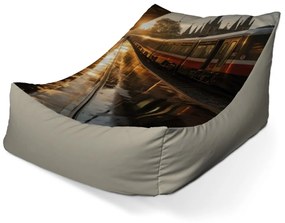 Sablio Sedací vak Lounge Vlak na stanici pri východe slnka - 80 x 95 x 50 cm