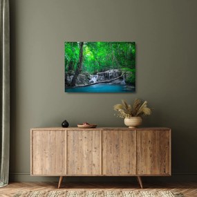 Sklenený obraz - Vodopád Erawan, Kanchanaburi, Thajsko (70x50 cm)