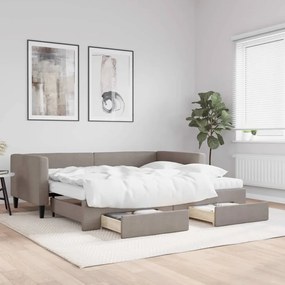 Rozkladacia denná posteľ so zásuvkami sivohnedá 90x200 cm látka 3196635