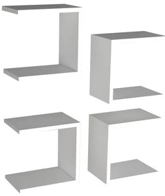 SADA 4x Nástenná polica BASE 30x30 cm biela