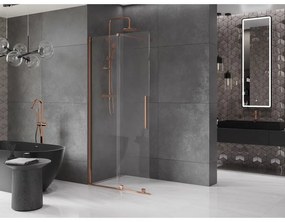 Mexen Velar, posuvné dvere do otvoru typ Walk-In 80 cm, 8mm číre sklo, ružové zlato, 871-080-000-03-60