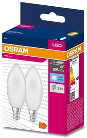 Žiarovka LED Osram E14 B35 7W 4000k 2 ks