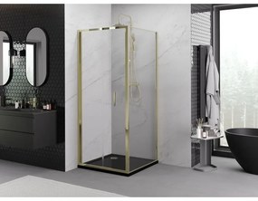 Mexen Exo, skladací sprchový kút 95 x 95 cm, číre sklo, zlatá, 816-095-095-50-00
