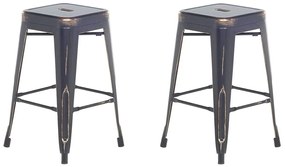 Sada 2 oceľových barových stoličiek 60 cm čierna/zlatá CABRILLO Beliani