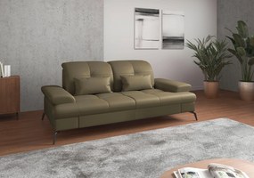 XXXLutz 2,5-MIESTNA POHOVKA, olivovozelená, kombinácia pravá koža/látka Sit & More - Sedačky - 000144011794