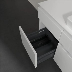 VILLEROY &amp; BOCH Legato závesná skrinka pod umývadlo (umývadlo v strede), 5 zásuviek, s LED osvetlením, 1400 x 500 x 550 mm, Glossy White, B685L0DH