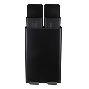 Matne čierny oceľový odpadkový kôš 2x30 l na triedený odpad/nášľapný Aliya – Spirella