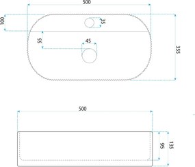 Rea Marcela Saturn, umývadlo na dosku 500×360×135 mm, béžová matná-imitácia kameňa, REA-U3515