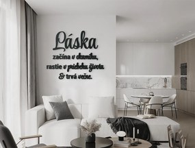 drevko Citát na stenu Láska začína v okamihu Rozmer obrazu: 51 x 60 cm, Farba dekorácie: Čierna