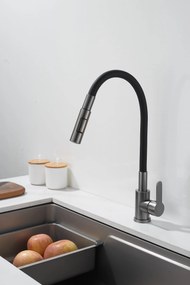 Gamma Flex 4000, stojanková drezová batéria s flexibilným ramenom, 2-funkčný výtok, čierna-grafitová, GMA-BFX-4000GM