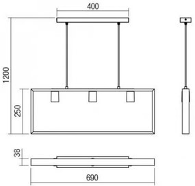Redo 01-1665 - Luster na lanku TIMBER 3xE27/42W/230V