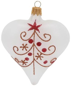 Súprava 3 bielych sklenených vianočných ozdôb v tvare srdca Ego Decor