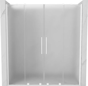 Mexen Velar Duo, posuvné sprchové dvere do otvoru 200 cm, 8mm sklo námraza, biela matná, 871-200-000-32-20