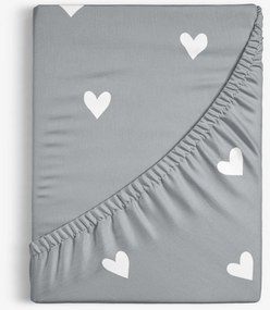 Goldea bavlnená napínacia plachta - srdiečka na sivom 80 x 160 cm
