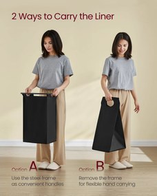 Kôš na prádlo s triedičom, 3 vysúvateľné a vyberateľné tašky, 3 × 40 L, hnedý a čierny