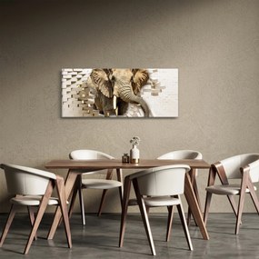 Obraz - Slon prerážajúci múr (120x50 cm)