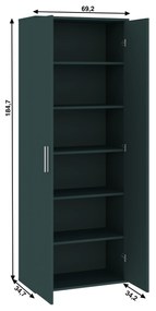 Úzka šatníková policová skriňa 69 cm SAVOY - antracitová