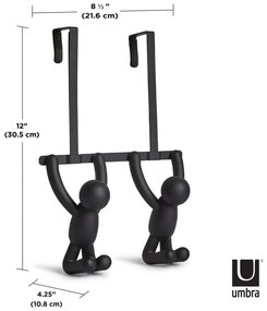 Čierny plastový vešiak na dvere 22 cm Buddy - Umbra