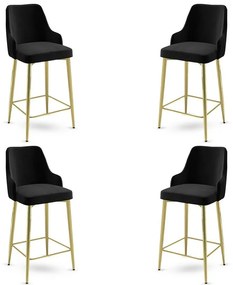 Sada barových stoličiek Enox Black and Gold, 4 ks