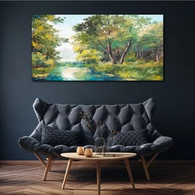 Obraz na plátne Lesné vodné stromy obloha